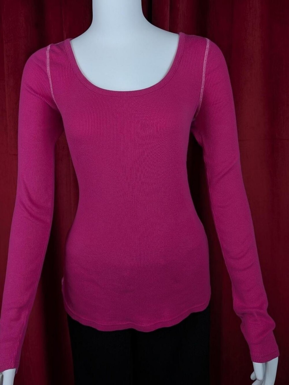 Vintage Y2K OP Ocean Pacific Festive Fuchsia Pink 100% Cotton Long Sleeve Top